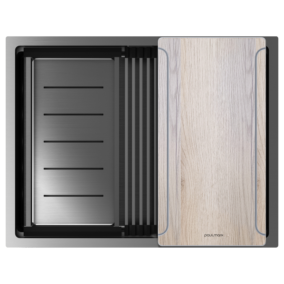 Фото Металлическая мойка Paulmark NEXT-MULTI SINK 58 UNI PM785845-GM Вороненая сталь GM