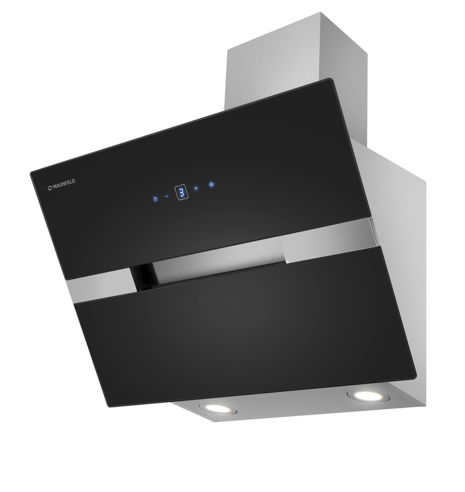 Фото Наклонная вытяжка Maunfeld Mersey 60 черный\вставка сатин