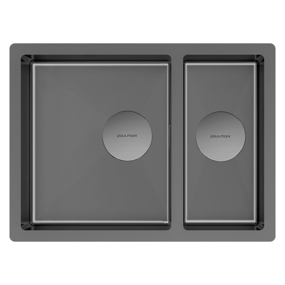 Фото Металлическая мойка Paulmark NEXT 58/2S UNI PM225844-GM Вороненая сталь GM