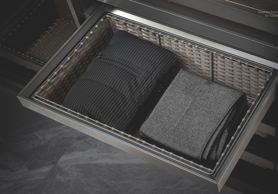 Фото Duslar Выдвижная корзина PLAIT ULTRA из полиротанга, ширина 862-868 мм, коричневый/антрацит