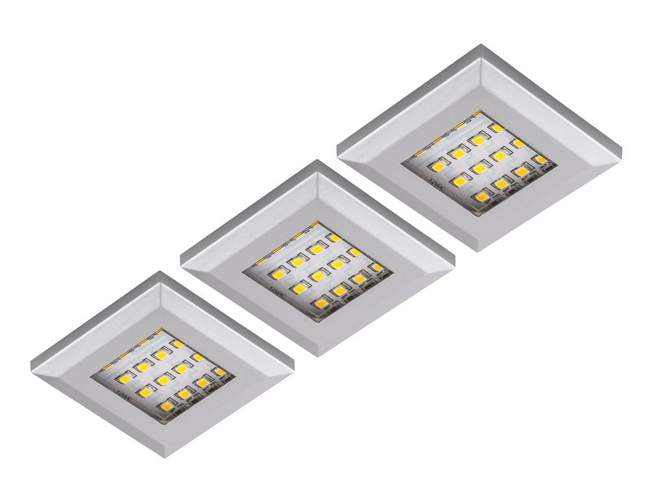 Фото Furnika Комплект из трансформатора и 3-х накладных светодиодных светильника SQUERE, холодный, алюминий