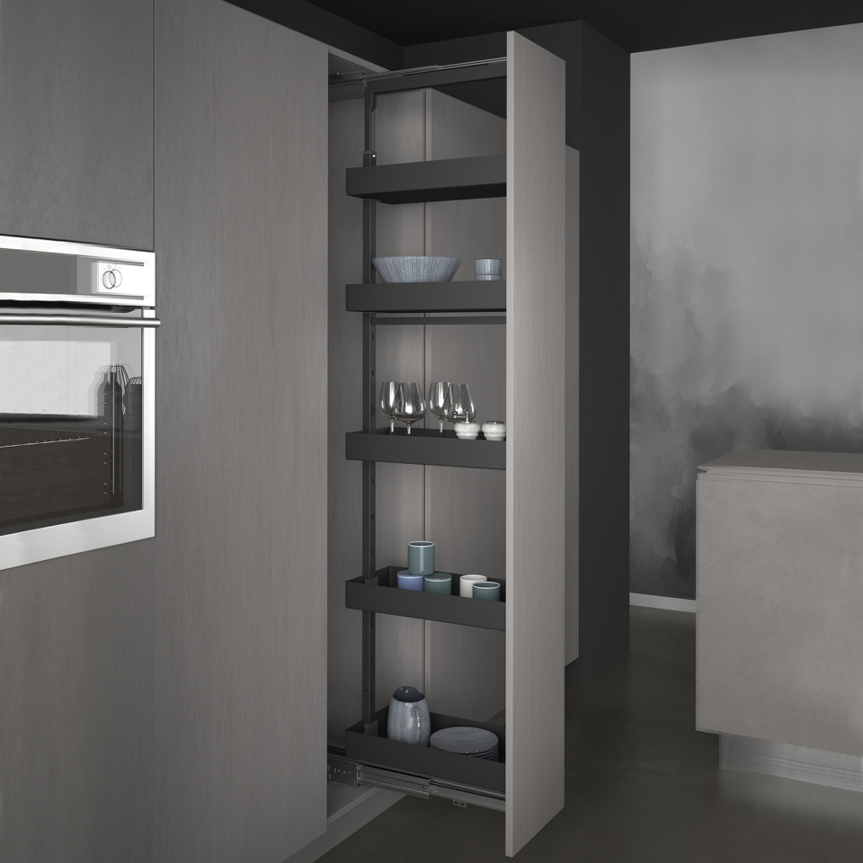 Фото SIGE Система LEVEL PRO, выдвижной фасад 300 мм, высота 1880-2180 мм, антрацит