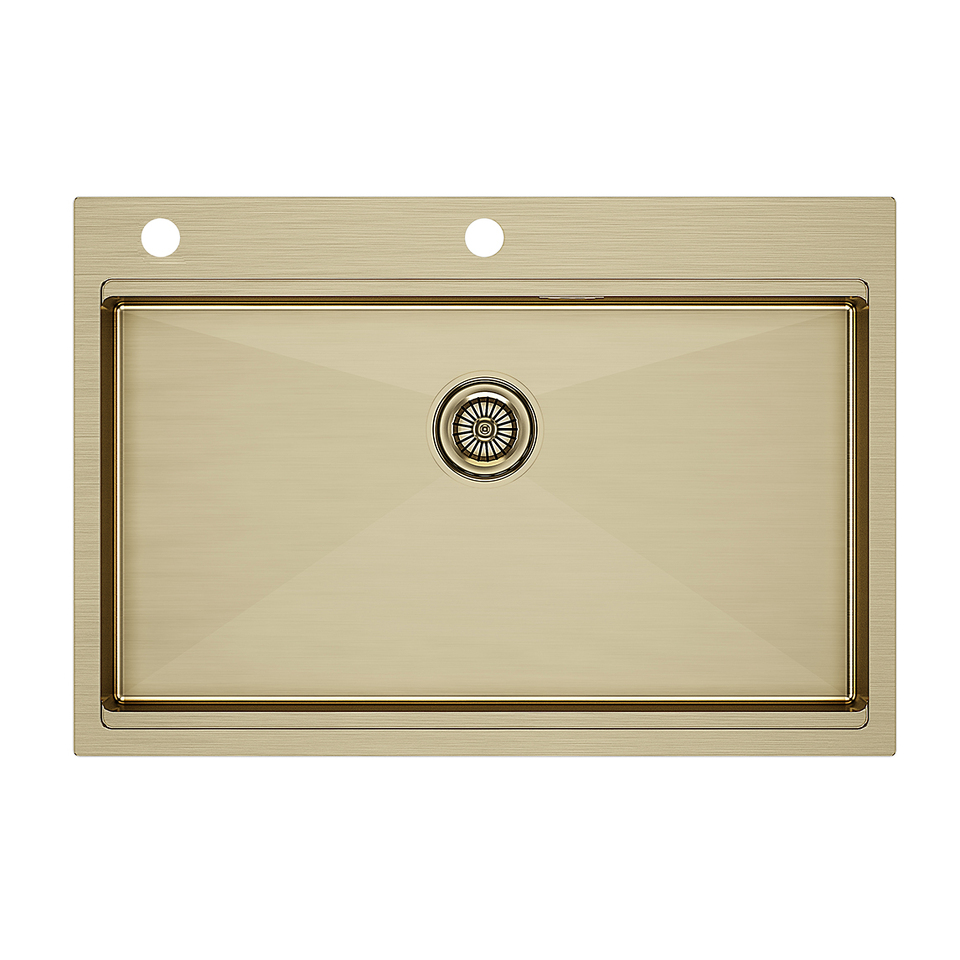 Фото Металлическая мойка Paulmark KRONER-PRO 75 PM707551-BG Брашированное золото BG