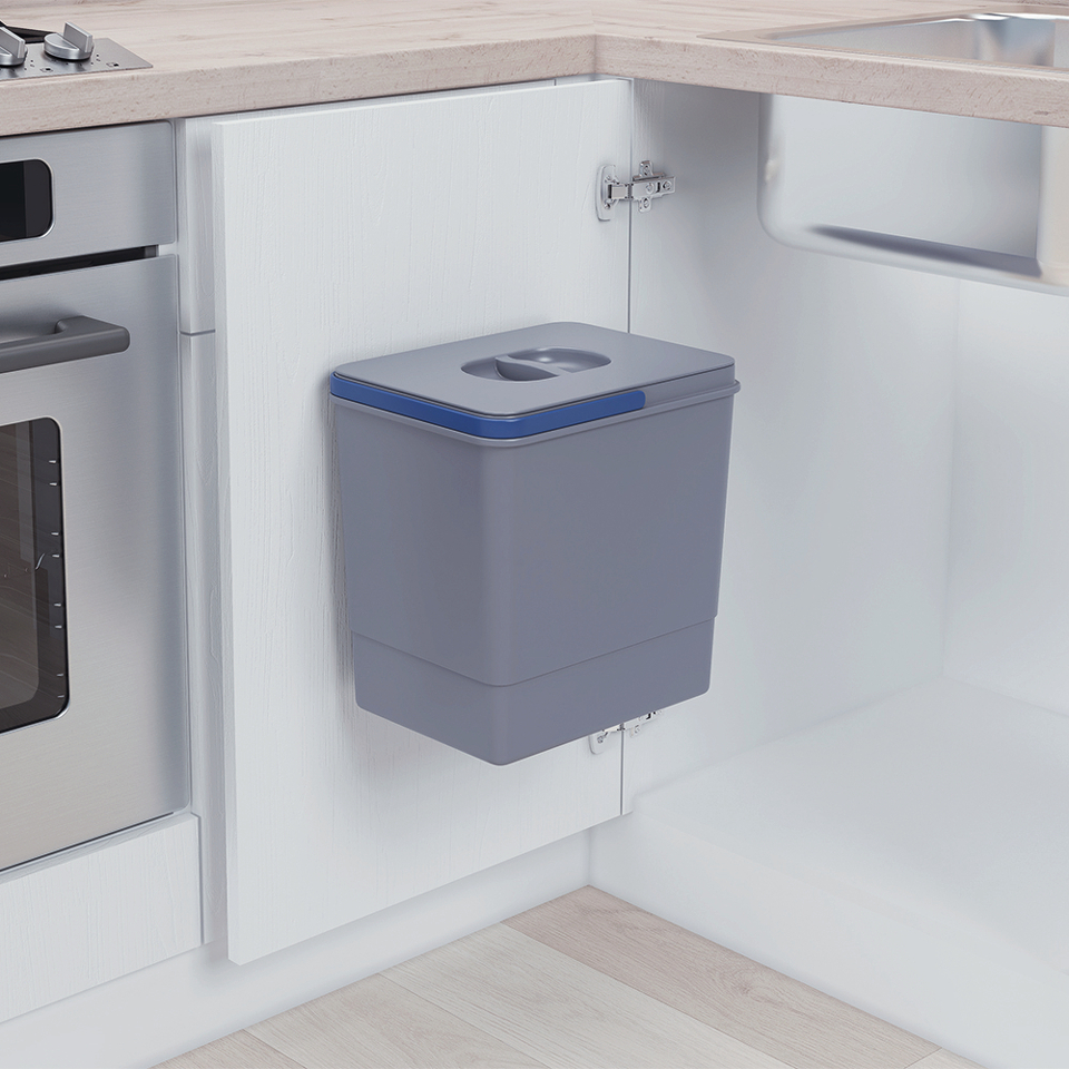 Фото Ekotech Навесное мусорное ведро EKO 15 л, распашной фасад 450 мм, серый