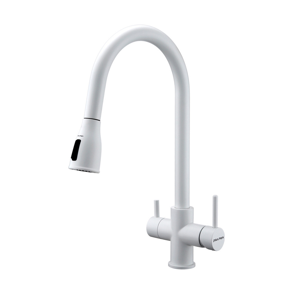 Фото Смеситель для кухни Paulmark LANGE La214212-WH Белый матовый WH