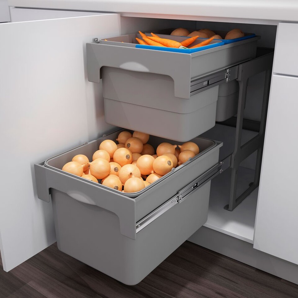 Фото Ekotech Система сортировки TANDEM 3 64 л, распашной фасад 400 мм, серый