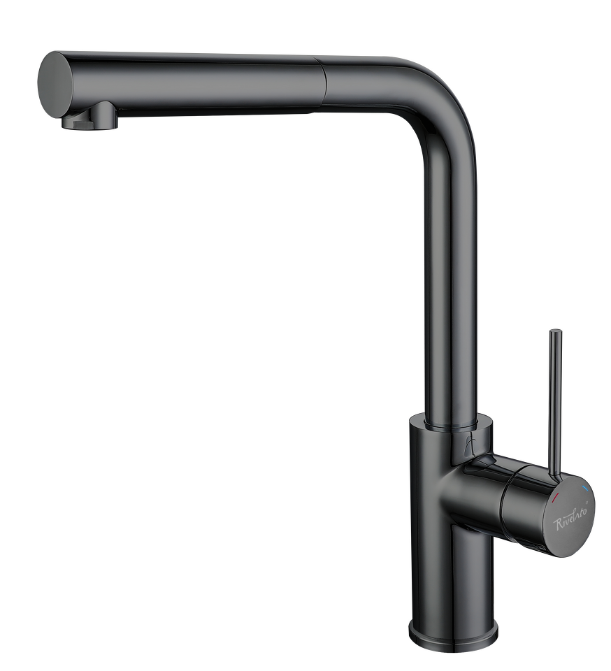 Фото Смеситель для кухни Rivelato Albano Г-обр.с выдвижной лейкой D-35мм PVD black