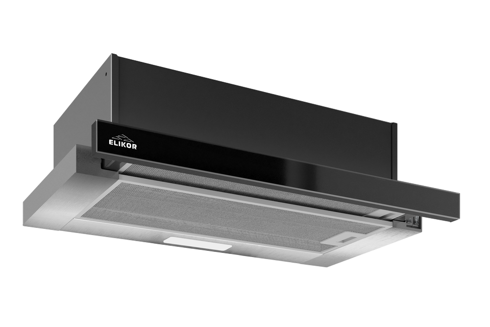 Фото Встраиваемая вытяжка Elikor Интегра GLASS 50Н-400-В2Д нерж/стекло черное