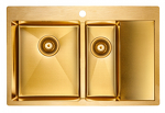 Превью картинка Металлическая мойка Paulmark KRONER 78/2SF PM227851-BGL Брашированное золото BG #2