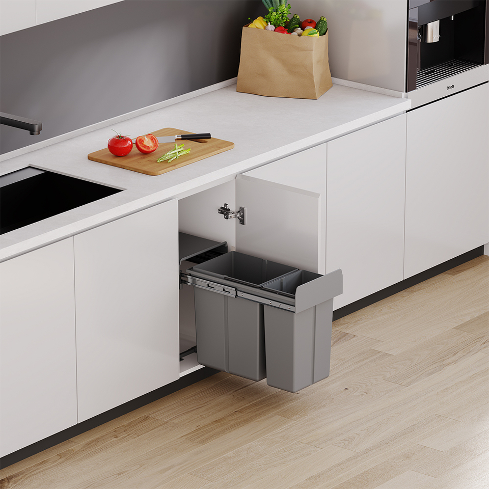 Фото Duslar Система сортировки HARRY 30 л, распашной фасад 350 мм, серый