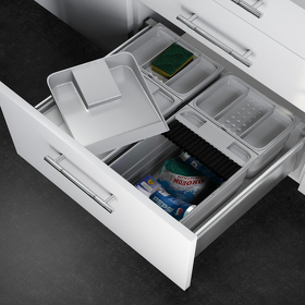 Картинка NinkaPlast Система сортировки ASSISTENT с щеткой и совком 35 л, фасад 600 мм, серый