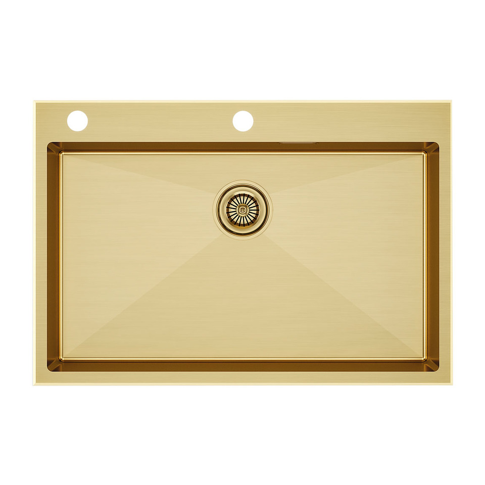 Фото Металлическая мойка Paulmark KRONER-EDGE 75 PM777551-BG Брашированное золото BG