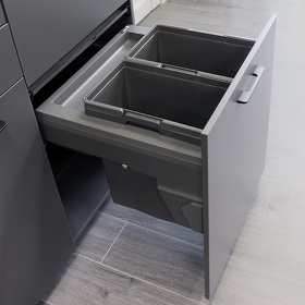 Картинка Duslar Система сортировки NIGHT 56 л, выдвижной фасад 600 мм, антрацит