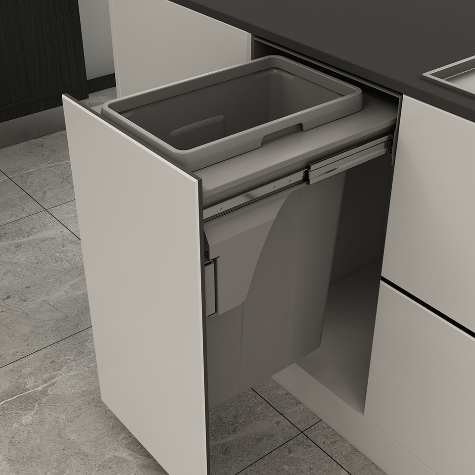 Фото Duslar Мусорное ведро EARL 35 л, выдвижной фасад 400 мм, серый