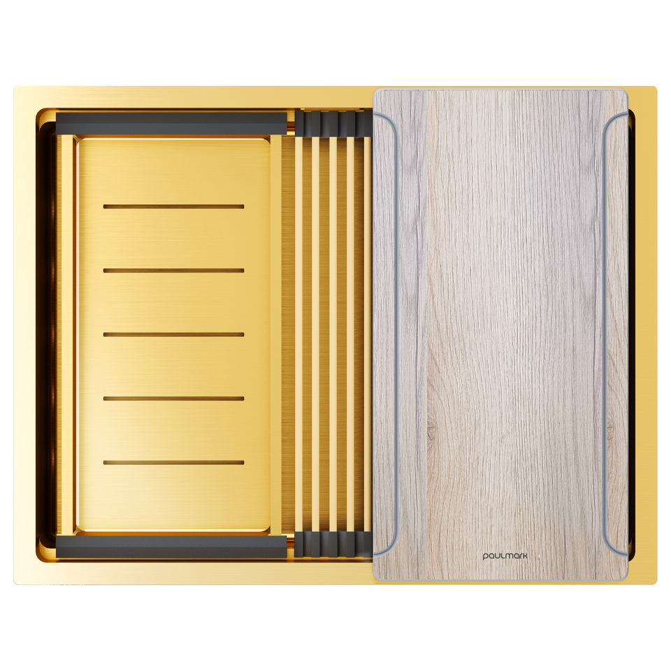 Фото Металлическая мойка Paulmark NEXT-MULTI SINK 58 UNI PM785845-BG Брашированное золото BG