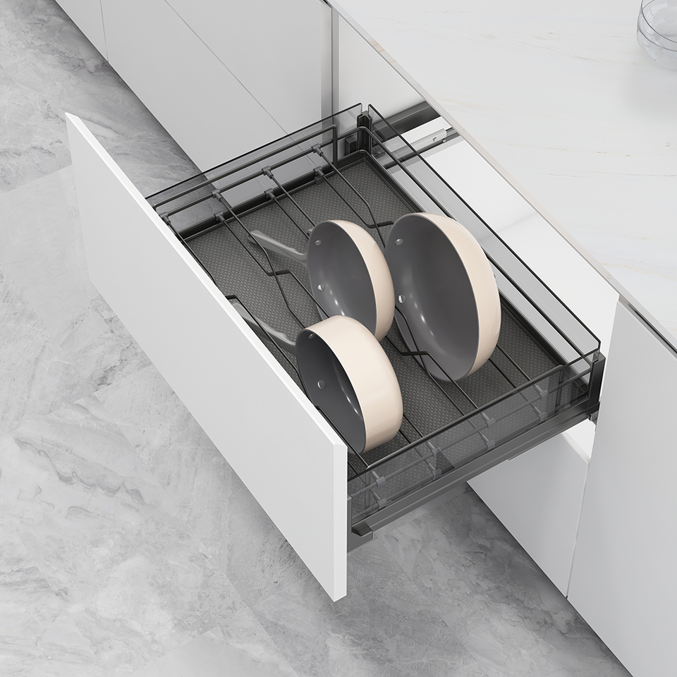 Фото Duslar Корзина с держателем MATRIX для кастрюль и сковородок, выдвижной фасад 700 мм, антрацит