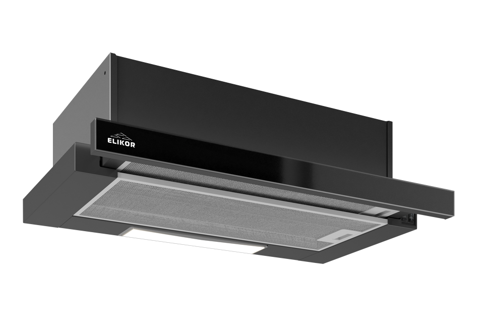 Фото Встраиваемая вытяжка Elikor Интегра GLASS 60П-650-В2Л черный/стекло черное