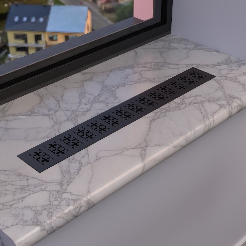 Фото Duslar Решетка вентиляционная с орнаментом 400х60 мм, черный