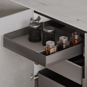 Картинка Duslar Корзина TITAN, распашной фасад 600 мм, высота 90.5 мм, антрацит