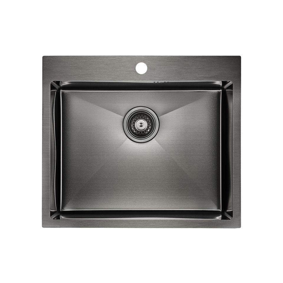 Фото Металлическая мойка Paulmark KRONER 59 PM215951-GM Вороненая сталь GM