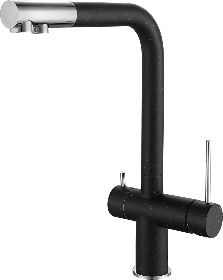 Фото Смеситель для кухни Rivelato Lugano Г-обр. с краном питьевой воды D-35мм nero/cromo