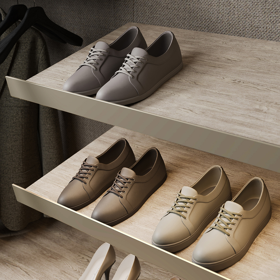 Фото Duslar Фасадный профиль JASPER для полки под обувь, длина 3000 мм, шампань