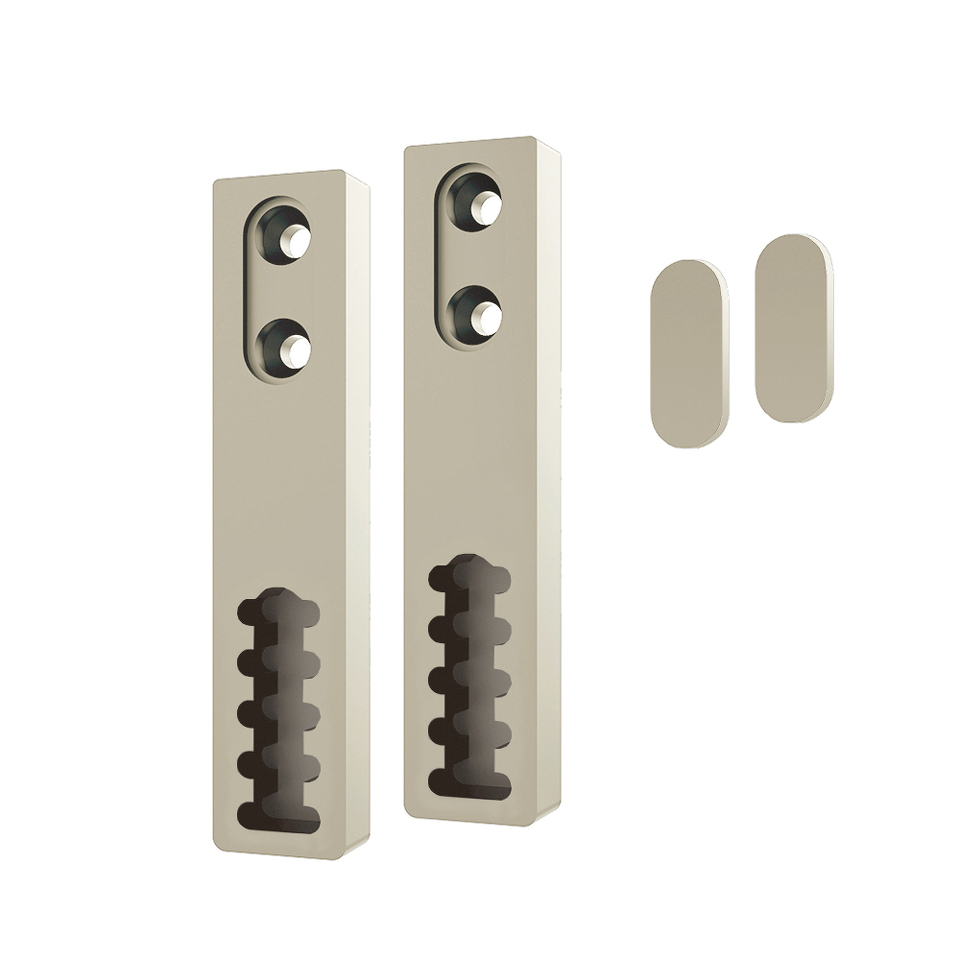 Фото Duslar Комплект держателей с заглушками для рифленой штанги RIFF, крепление к полке или к боковине, шампань