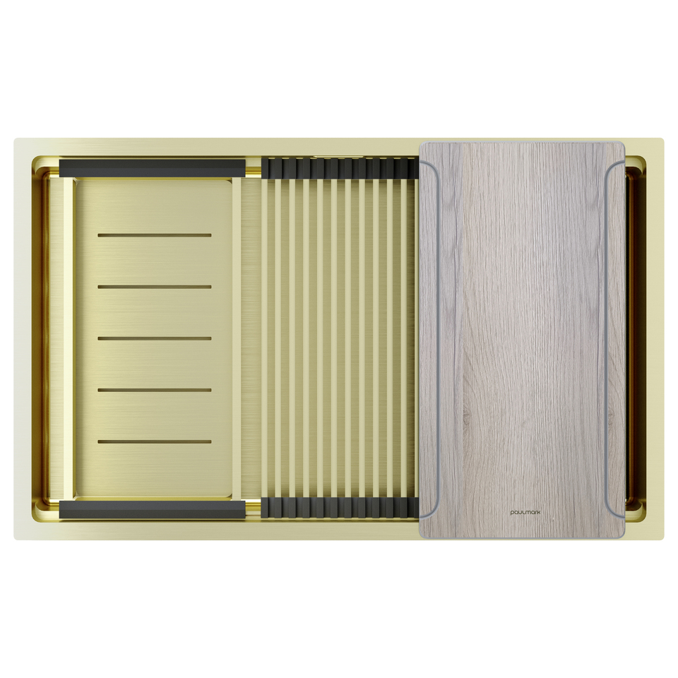 Фото Металлическая мойка Paulmark NEXT-MULTI SINK 74 UNI PM787445-LG Светлое золото