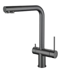 Картинка Rivelato Lugano Г-обр. с краном питьевой воды D-35мм PVD black