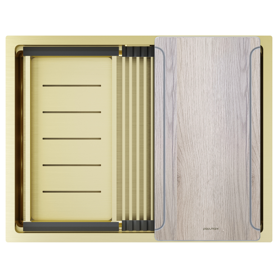 Фото Металлическая мойка Paulmark NEXT-MULTI SINK 58 UNI PM785845-LG Светлое золото