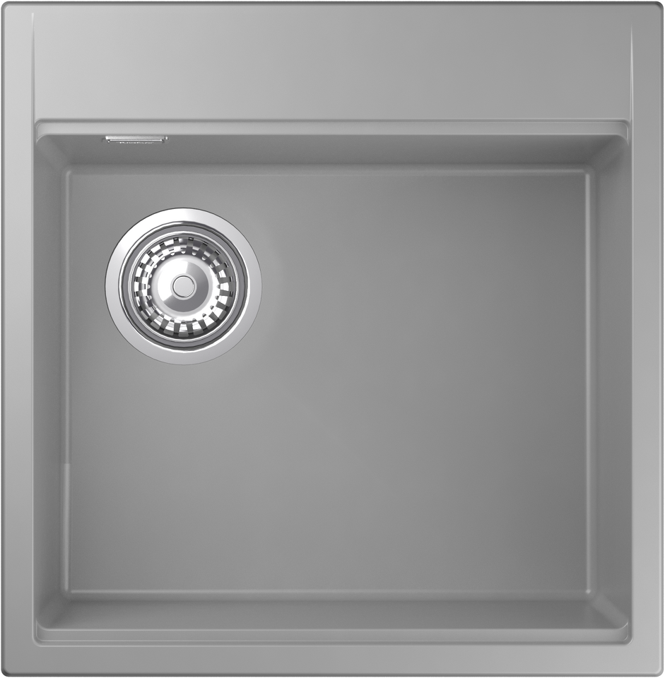 Фото Гранитная мойка Rivelato TESORO 505-L 1-чаш 500*510 grigio metallizzato