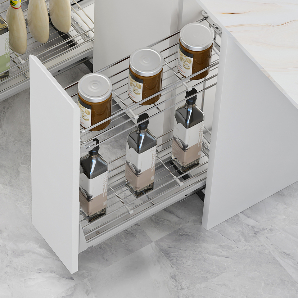 Фото Duslar Бутылочница JESSI, выдвижной фасад 200 мм, хром