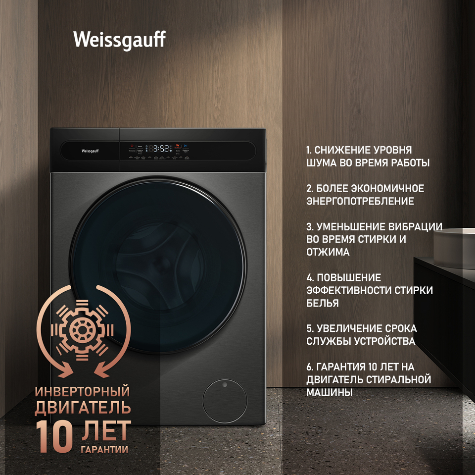 Фото Стиральная машина с фронтальной загрузкой Weissgauff WMD 49411 DC Inverter Steam Grey