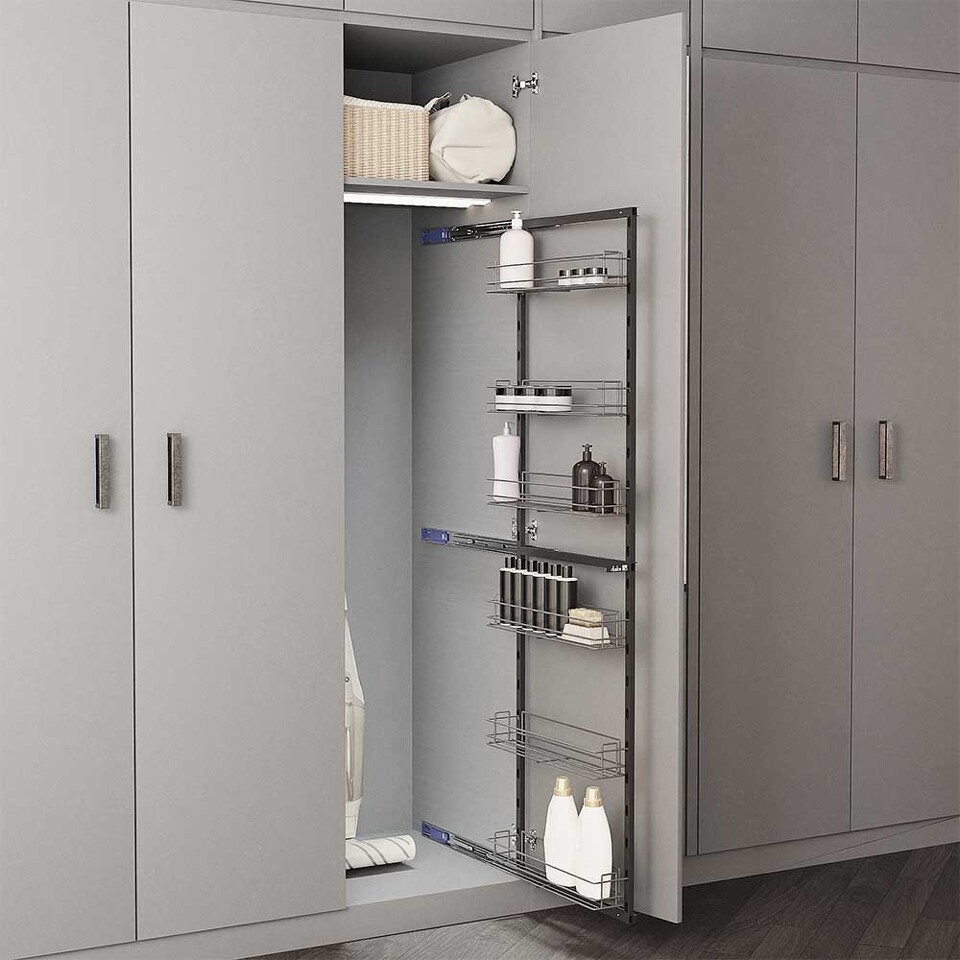 Фото Duslar Система TALL SIDE с 6 корзинами 87 мм, высота 1520 мм, распашной фасад от 200 мм, антрацит