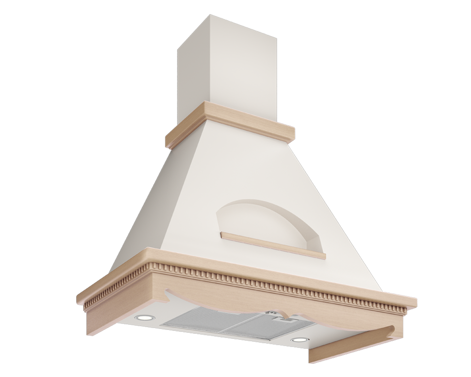 Фото Вытяжка с багетом Elikor Бельведер 90П-650-П3Д бежевый/дуб неокр