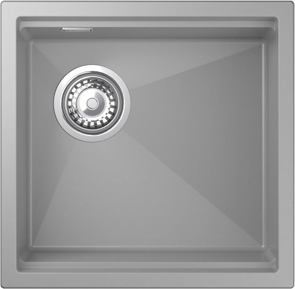 Фото Гранитная мойка Rivelato LINO 454-L 1-чаш 450*440 grigio metallizzato