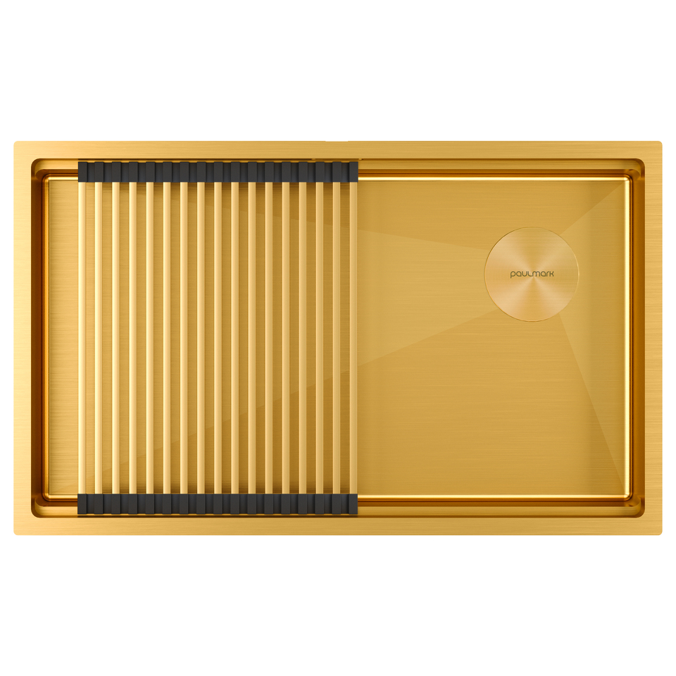 Фото Металлическая мойка Paulmark NEXT-PRO 74 UNI PM707445-BG Брашированное золото BG