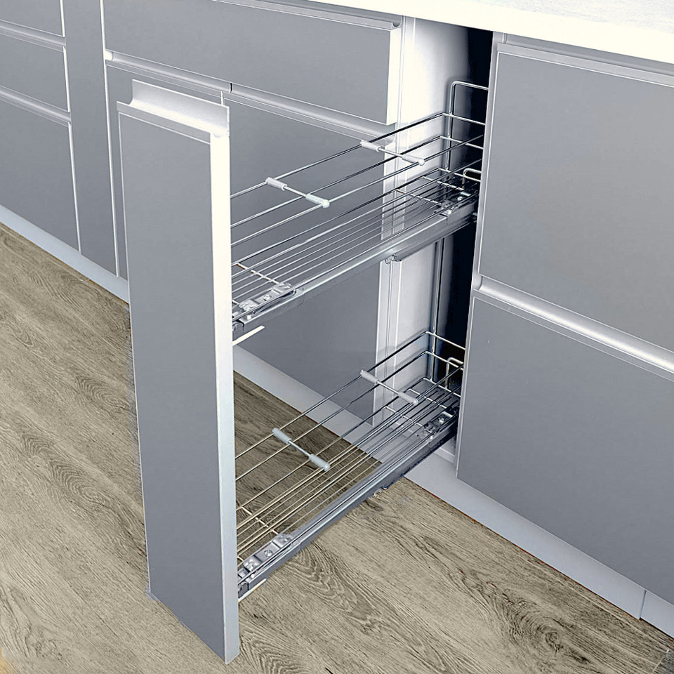 Фото Duslar Бутылочница DYNAMIC, выдвижной фасад 150 мм, хром