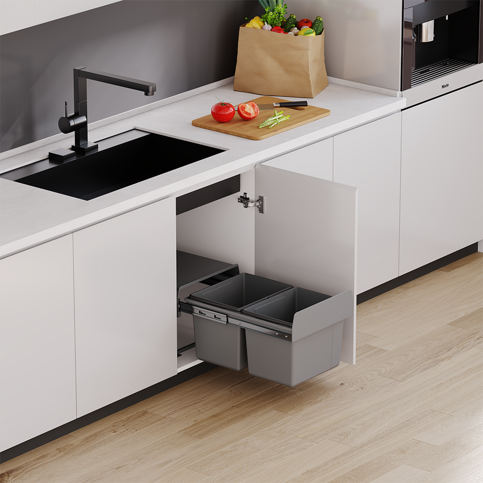 Фото Duslar Система сортировки ADAM 30 л, распашной фасад 400 мм, серый