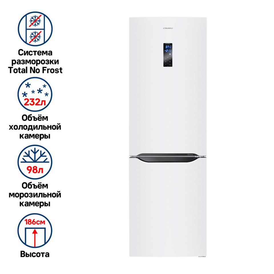 Фото Холодильник с нижней морозилкой Maunfeld MFF187NFIW10