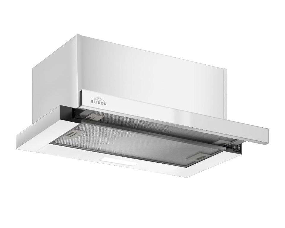 Фото Встраиваемая вытяжка Elikor Slide Glass 60П-1000 белый/белый