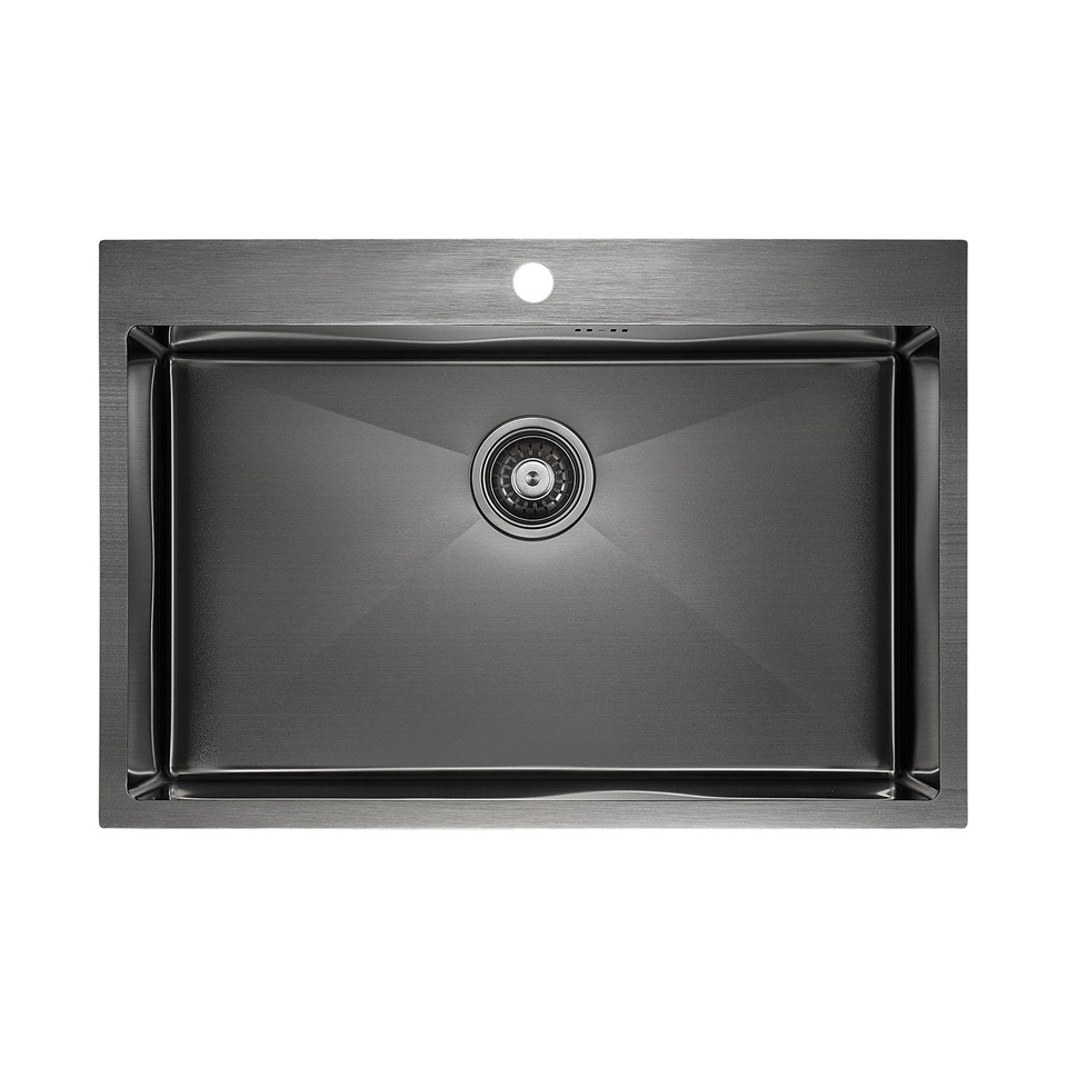 Фото Металлическая мойка Paulmark KRONER 75 PM217551-GM Вороненая сталь GM