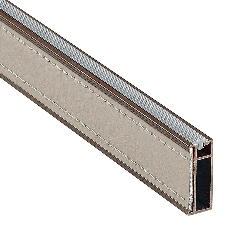 Фото Duslar Штанга прямоугольная NAPPA с кожаной вставкой, длина 3000 мм, бронза/бежевый