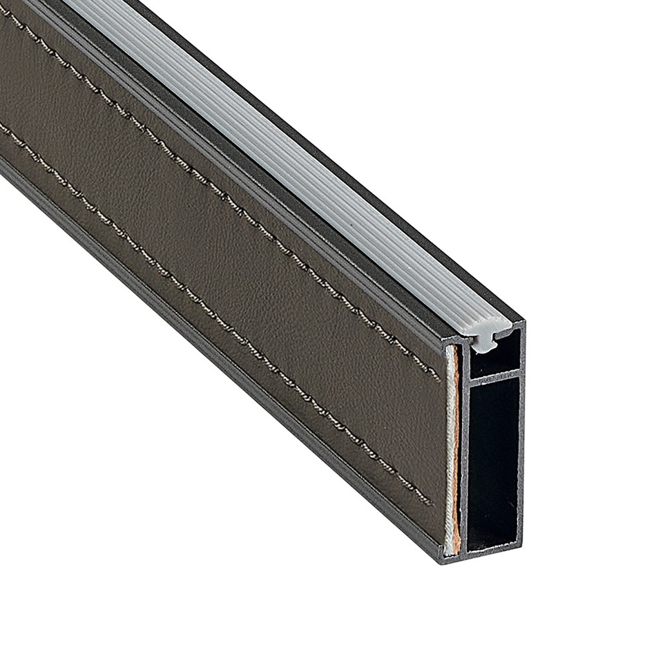 Фото Duslar Штанга прямоугольная NAPPA с кожаной вставкой, длина 3000 мм, антрацит/коричневый