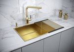 Превью картинка Металлическая мойка Paulmark NEXT-SKEW 58 UNI PM885844-BG Брашированное золото BG #6