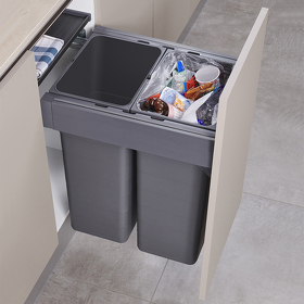 Картинка NinkaPlast Система сортировки HANDY 64 л, выдвижной фасад 450 мм, открытие нажатием, антрацит