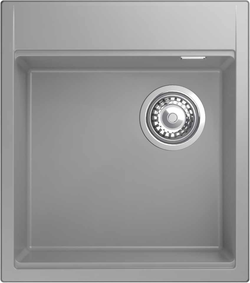 Фото Гранитная мойка Rivelato TESORO 455-R 1-чаш 450*510 grigio metallizzato