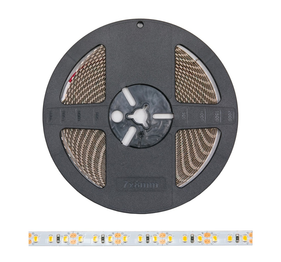 Фото Светодиодная лента DLIGHT, ширина 8 мм, длина 10000 мм, 120 led/м, 12 V, 9.6 W/м, теплый (3000K)