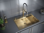 Превью картинка Металлическая мойка Paulmark KRONER-PRO 75 PM707551-BG Брашированное золото BG #5
