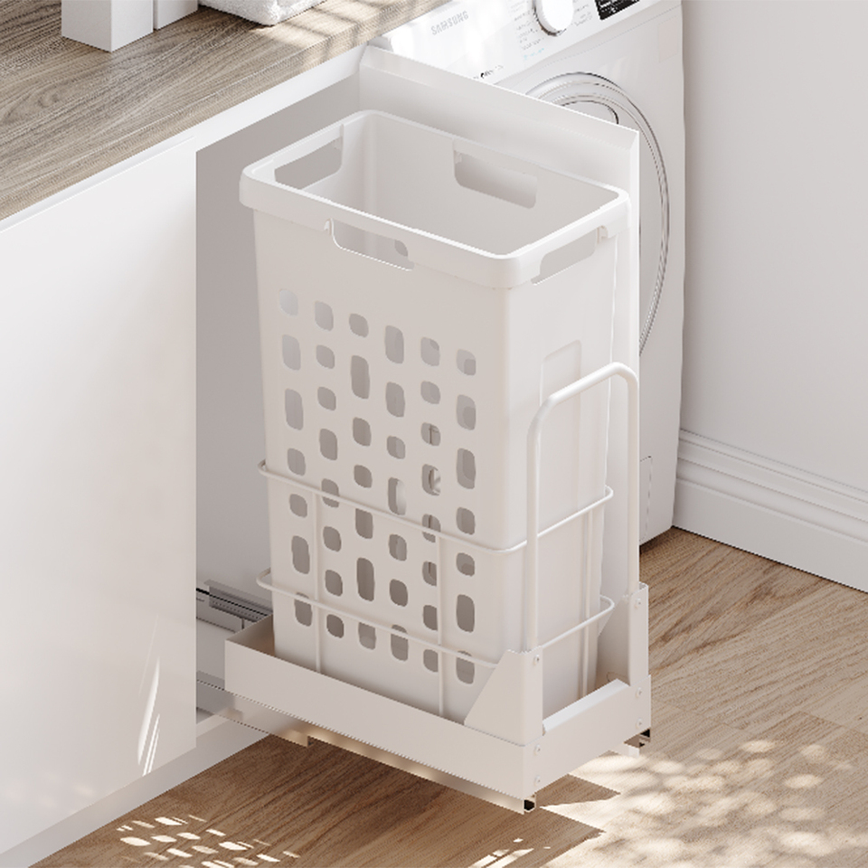 Фото Duslar Корзина RIMI для хранения белья 35 л, распашной фасад 300 мм, белый